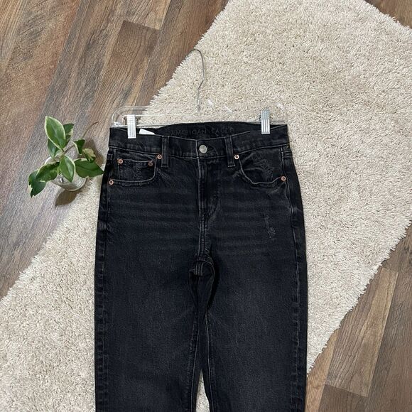 American Eagle 4 Long Black Retro Whiskered High Rise '90s Skinny Jeans - Picture 2 of 7